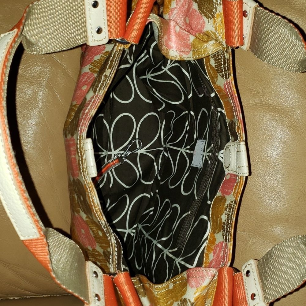 💘 ORLA KIELY POPPY MULTI COLOR COATED COTTON SATCHEL BAG - Picture 3 of 6